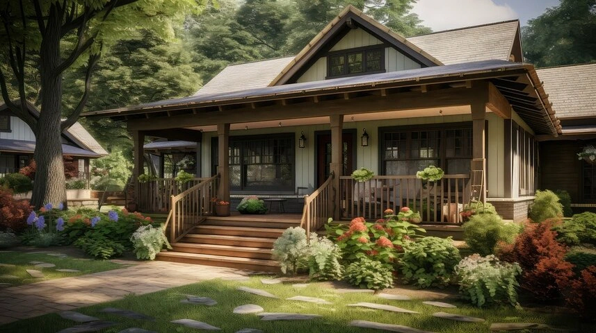 modern back porch with integrated seating and warm lighting perfect for family gatherings in Hamilton